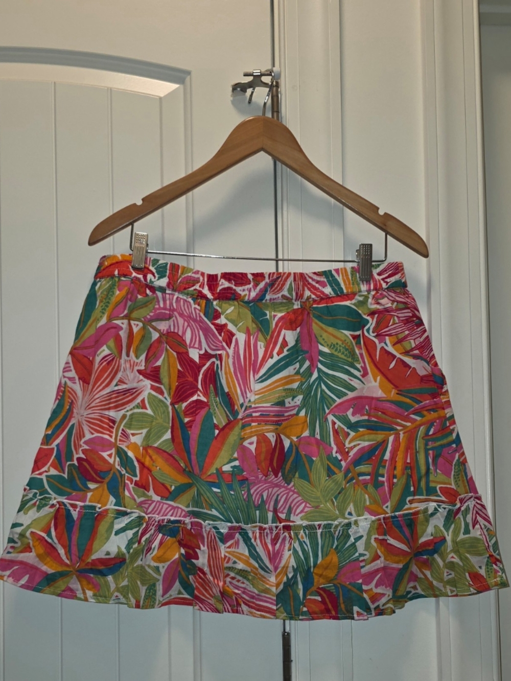 C&C California Tropical Leaf A-Line Mini Skirt - Pink, Green, Orange
